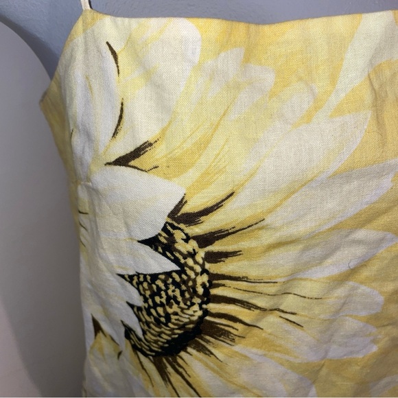 H and M mini shift dress spaghetti strap linen blend sunflower yellow size small - Picture 2 of 10